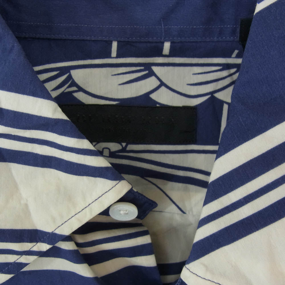 Burberry Prorsum バーバリープローサム 国内正規品 ヨットロゴ総柄 長袖 シャツ ネイビー系 38【中古】