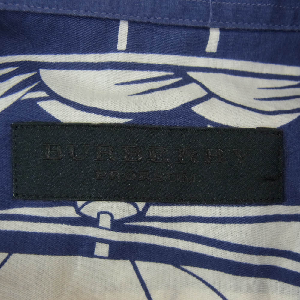 Burberry Prorsum バーバリープローサム 国内正規品 ヨットロゴ総柄 長袖 シャツ ネイビー系 38【中古】