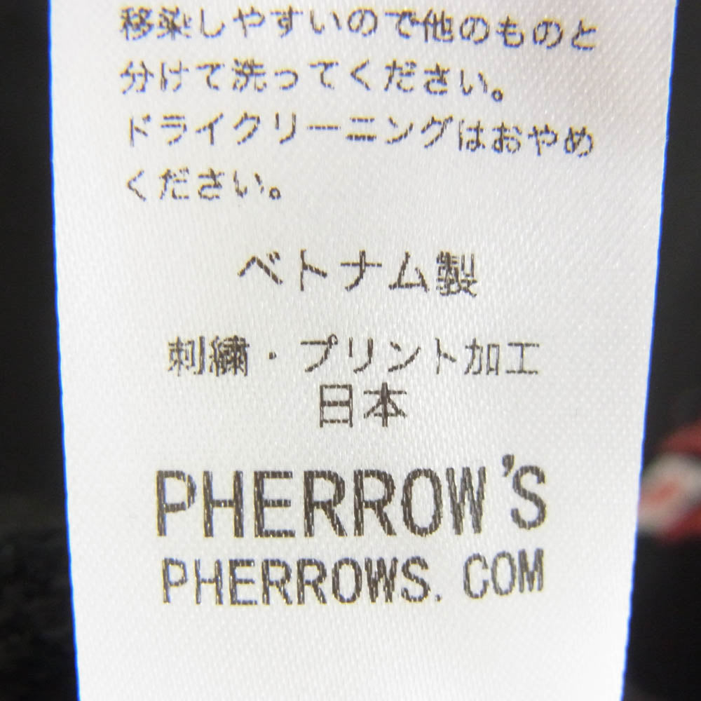 Pherrow's フェローズ PNP1 ブランケット ステッチ サンダーバード ネイティブプリント ジップ パーカー ブラック系 L【中古】