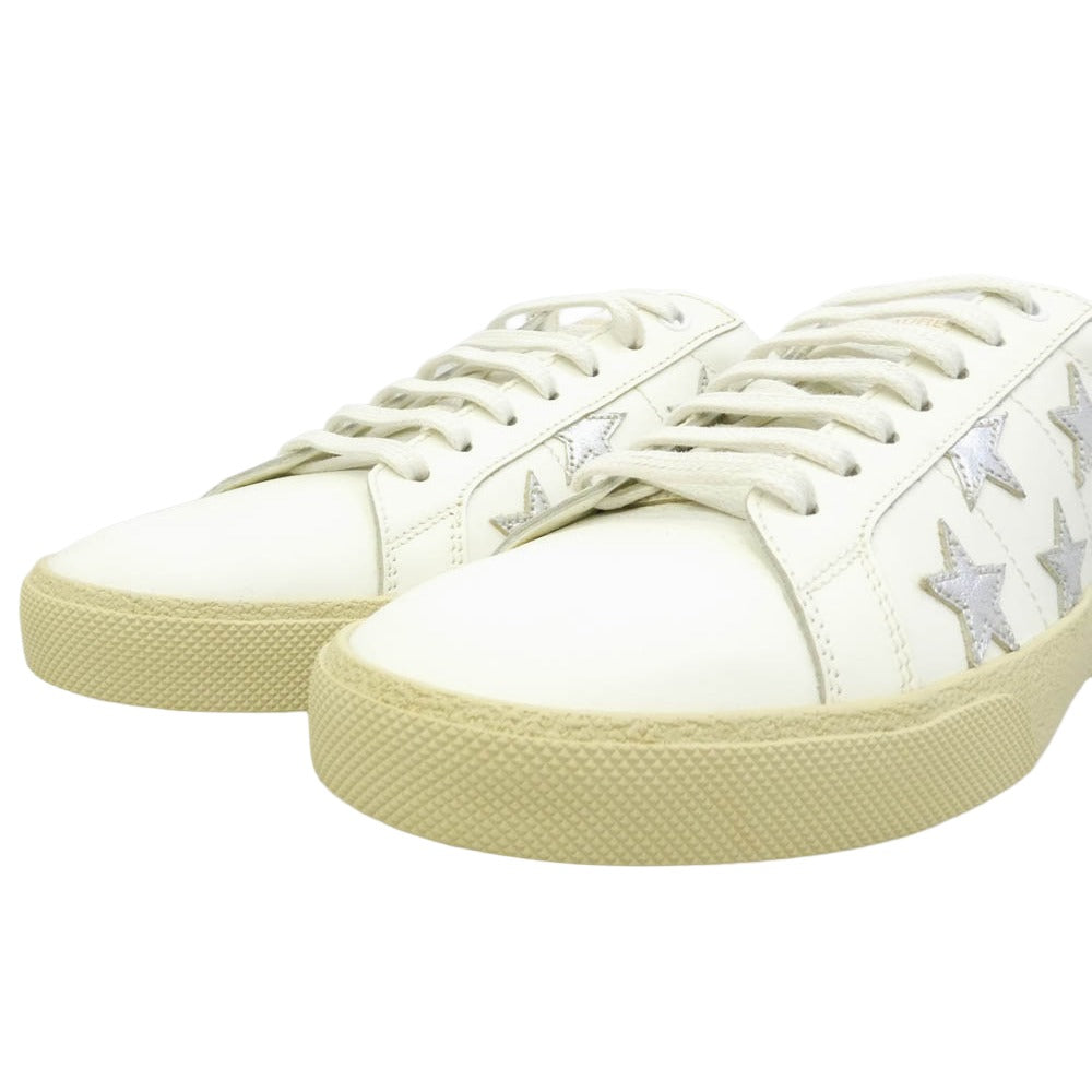 SAINT LAURENT サンローラン 421572 Court Classic Star レザー スターデザイン 星柄 ローカット スニーカー ホワイト系 41【新古品】【未使用】【中古】