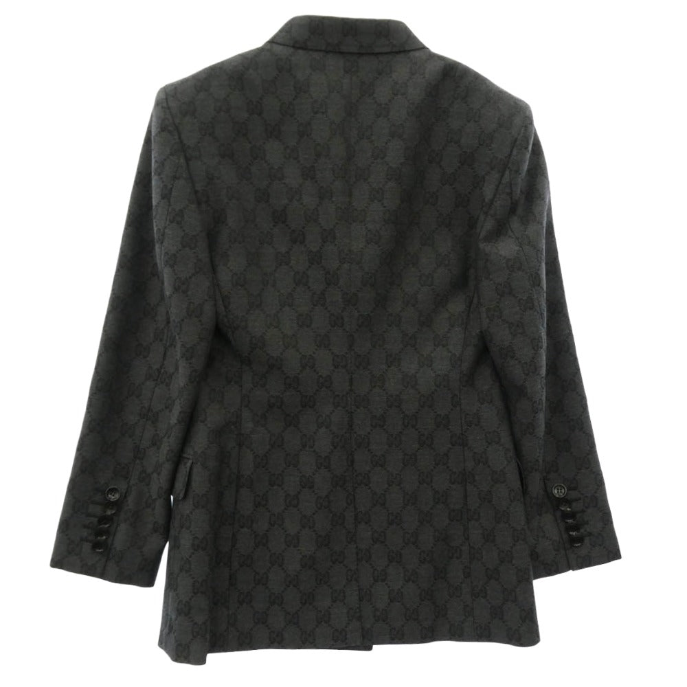 GUCCI グッチ 715184 ZAKF8 GG Double-breasted wool jacquard jacket GG柄 ダブルブレスト ウール ジャガード テーラードジャケット グレー系 38【新古品】【未使用】【中古】