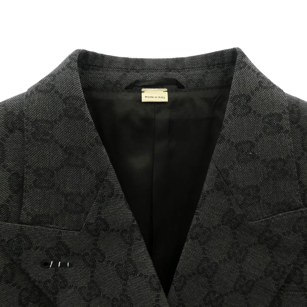 GUCCI グッチ 715184 ZAKF8 GG Double-breasted wool jacquard jacket GG柄 ダブルブレスト ウール ジャガード テーラードジャケット グレー系 38【新古品】【未使用】【中古】
