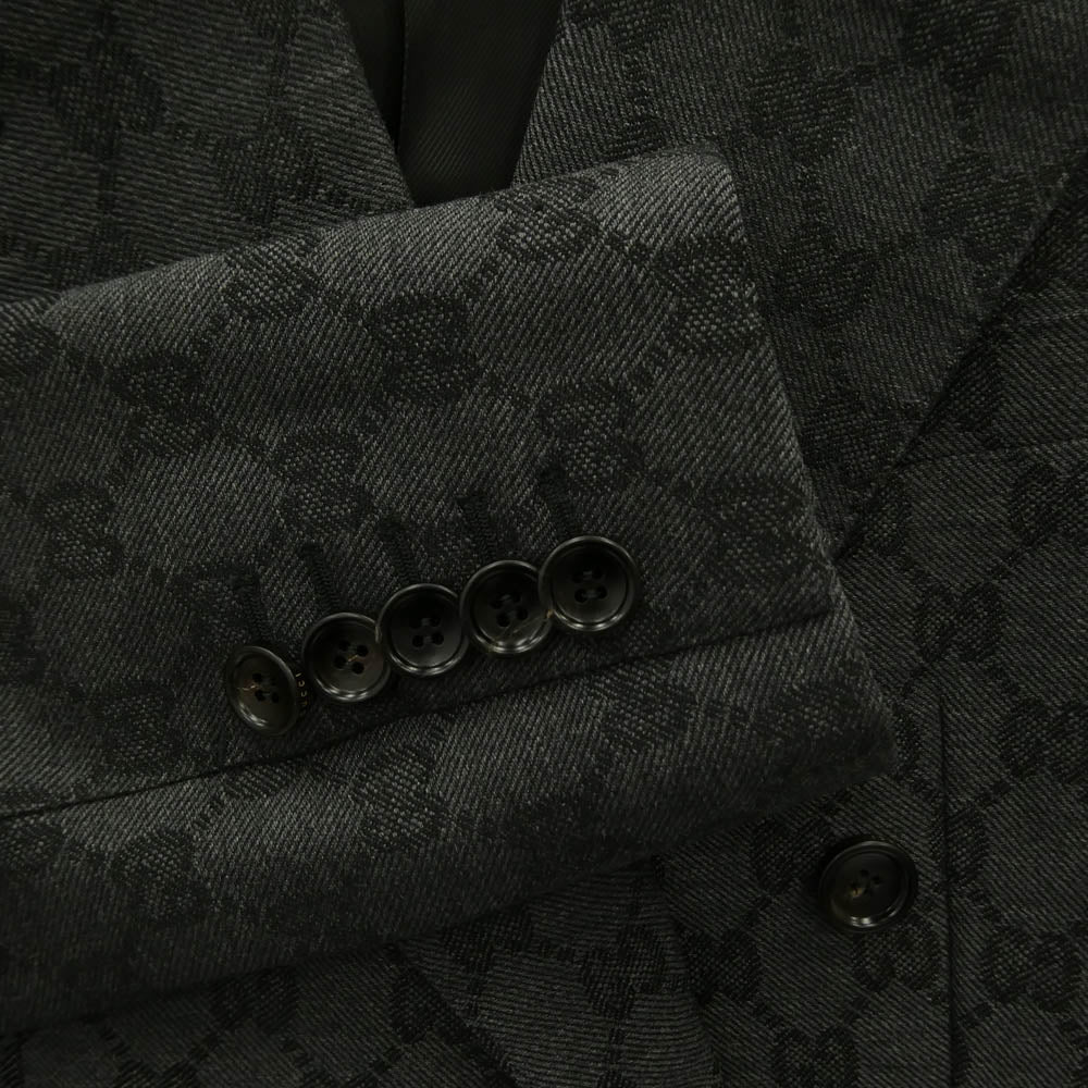 GUCCI グッチ 715184 ZAKF8 GG Double-breasted wool jacquard jacket GG柄 ダブルブレスト ウール ジャガード テーラードジャケット グレー系 38【新古品】【未使用】【中古】