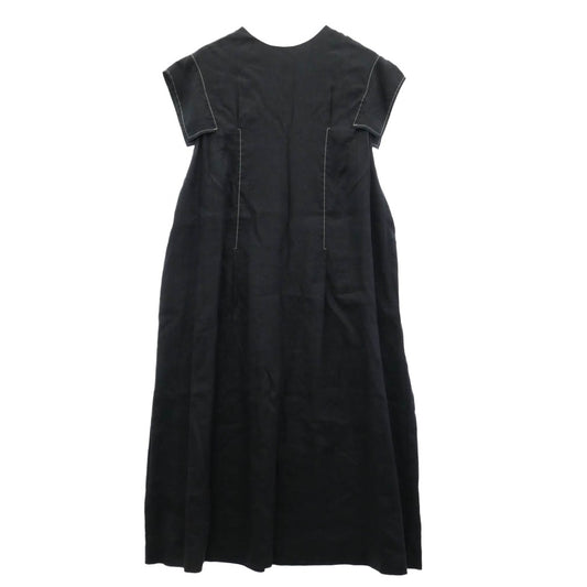 ADORE アドーア 531-3140616 リネン混 クリア クロス フレンチスリーブ ワンピース ダークネイビー系 サイズ表記無し【中古】