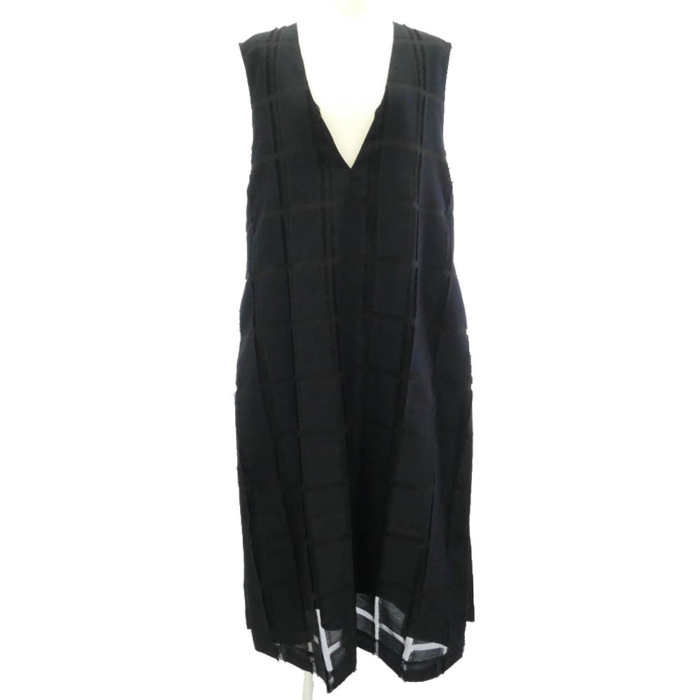 ADORE アドーア 531-3240806 チェック ジャガード Vネックワンピース ブラック系 ネイビー系 サイズ表記無し【中古】
