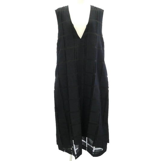 ADORE アドーア 531-3240806 チェック ジャガード Vネックワンピース ブラック系 ネイビー系 サイズ表記無し【中古】