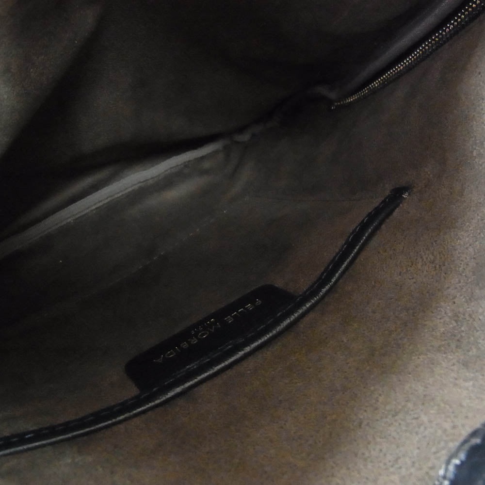 PELLE MORBIDA ペッレモルビダ BEAMS ビームス × BEAMS ビームス別注 PMO-BE004 シュリンクレザー ドローストリングバッグ 巾着 バッグ ネイビー系【美品】【中古】