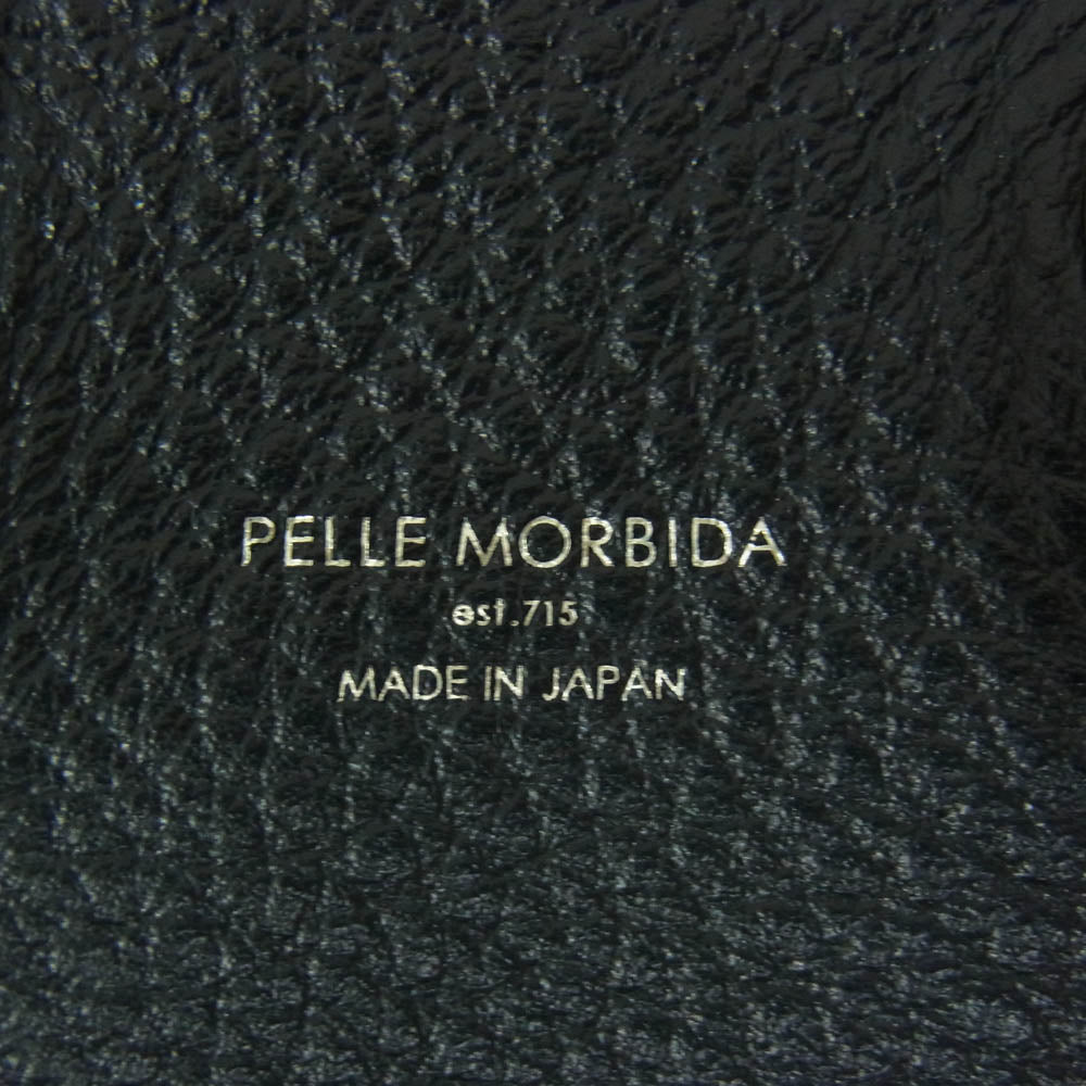 PELLE MORBIDA ペッレモルビダ BEAMS ビームス × BEAMS ビームス別注 PMO-BE004 シュリンクレザー ドローストリングバッグ 巾着 バッグ ネイビー系【美品】【中古】