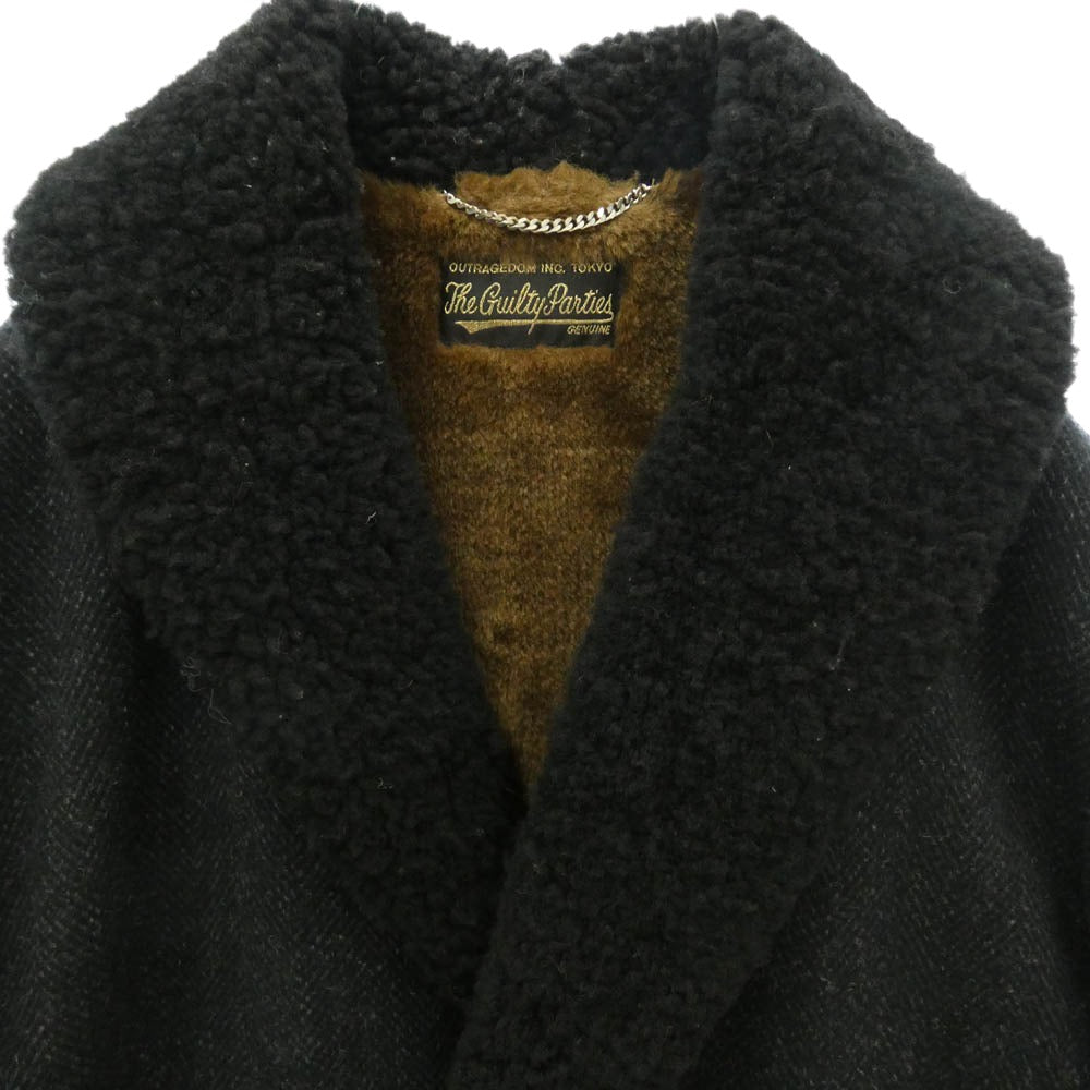 WACKO MARIA ワコマリア Ermenegildo Zegna エルメネジルドゼニア 17AW 17FW-WMO-CO14 × Ermenegildo Zegna エルメネジルドゼニア製 MOUTON COLLAR GANG COAT カシミヤ混 ムートンカラー ウール ギャングコート ブラック系【中古】