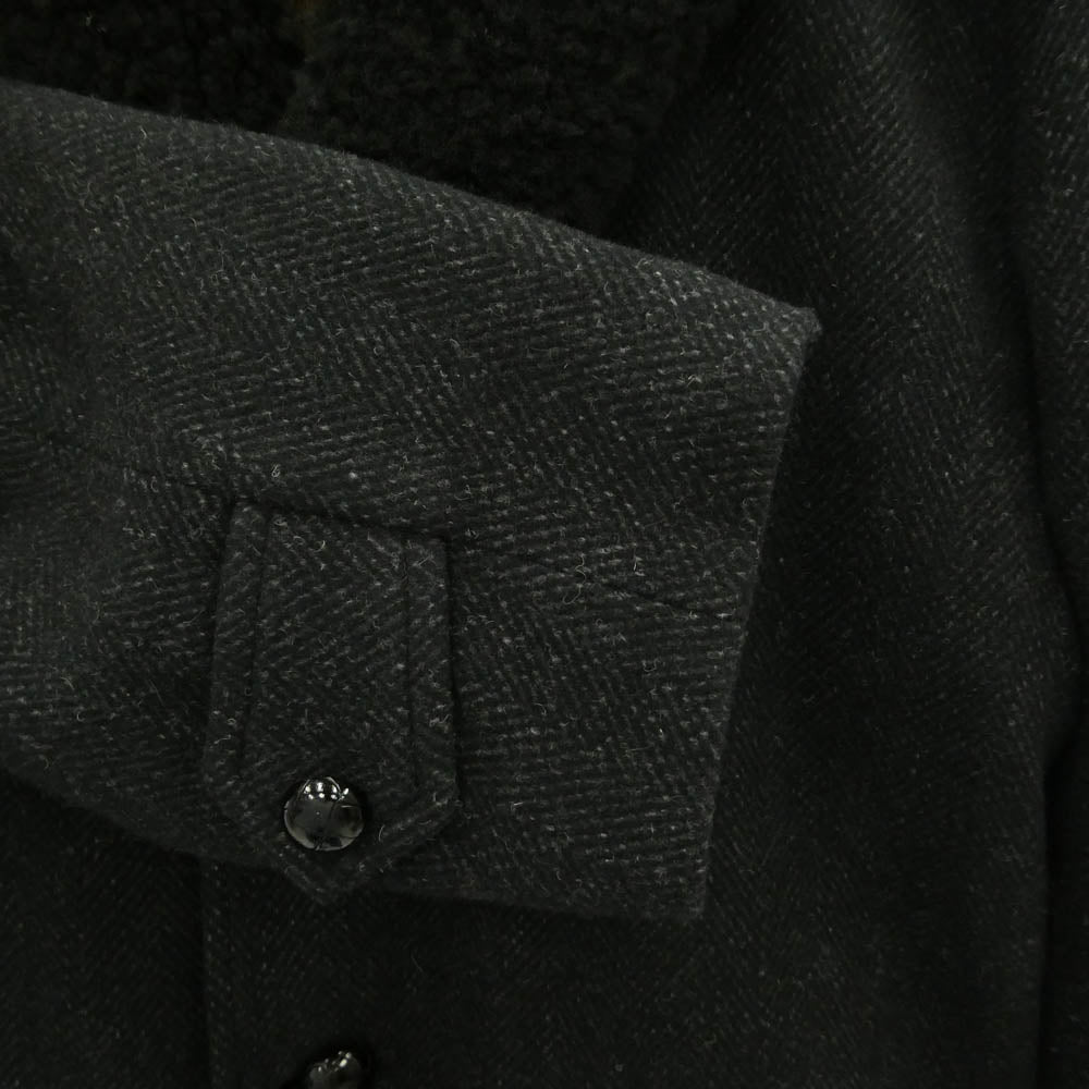 WACKO MARIA ワコマリア Ermenegildo Zegna エルメネジルドゼニア 17AW 17FW-WMO-CO14 × Ermenegildo Zegna エルメネジルドゼニア製 MOUTON COLLAR GANG COAT カシミヤ混 ムートンカラー ウール ギャングコート ブラック系【中古】