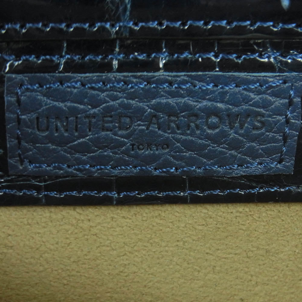 ザオー UA0020 シャイニング ラージ ポロサスクロコ クラッチ バッグ ブラック系【中古】