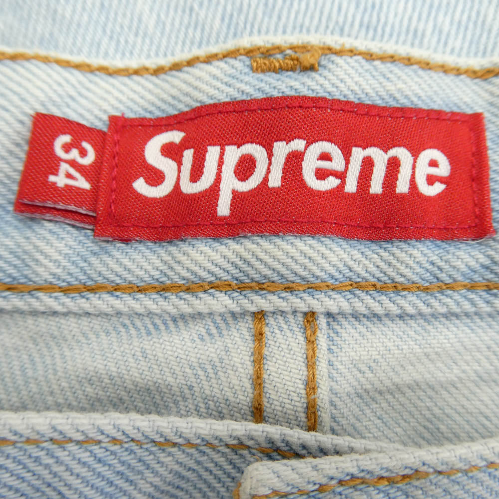 Supreme シュプリーム 24SS Baggy Jean バックポケットロゴ刺繍 バギー ジーンズ デニムパンツ ライトブルー系 34【中古】