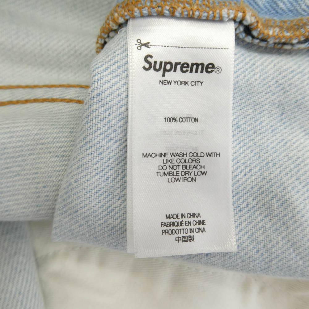 Supreme シュプリーム 24SS Baggy Jean バックポケットロゴ刺繍 バギー ジーンズ デニムパンツ ライトブルー系 34【中古】