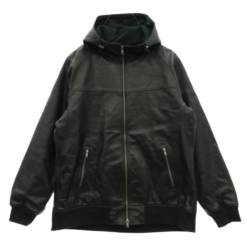ワイツーレザー SB-151 STEER OIL HOODED PARKA レザー ジップ パーカー ジャケット ブラック系 40【中古】