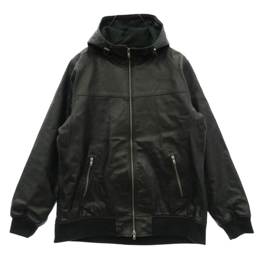ワイツーレザー SB-151 STEER OIL HOODED PARKA レザー ジップ パーカー ジャケット ブラック系 40【中古】