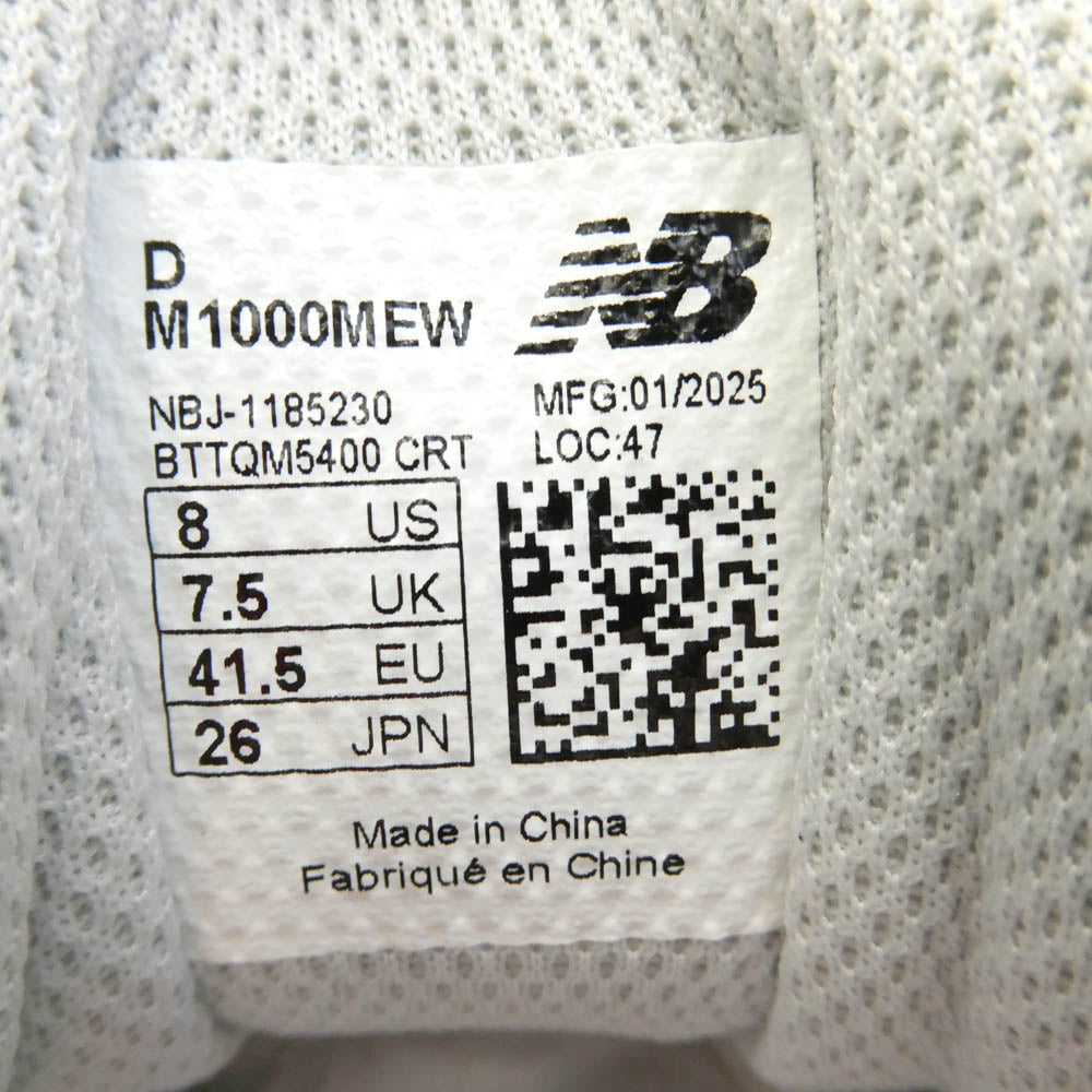 NEW BALANCE ニューバランス M1000MEW 1000 Sea Salt シーソルト ローカットスニーカー ランニングシューズ ホワイト系 グレー系 26cm【中古】