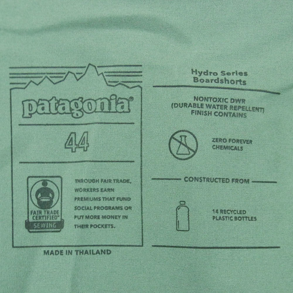 patagonia パタゴニア 86697 HYDROPEAK BOARDSHORTS-18 ハイドロ ピーク ボード サーフ パンツ スイム ショーツ グリーン系 ブラック系 44【新古品】【未使用】【中古】