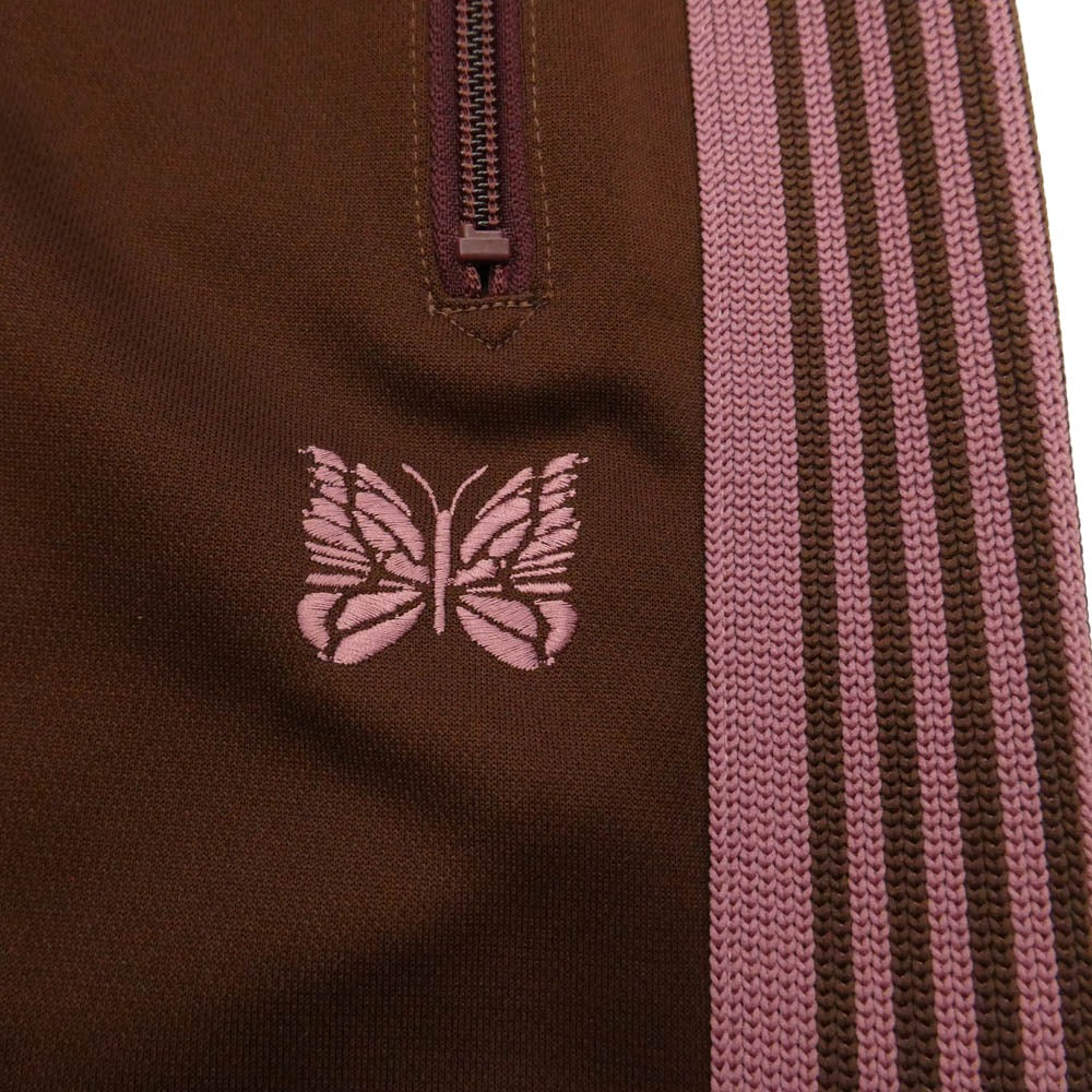 Needles ニードルス RW316 Track Pant Poly Smooth パピヨン刺繍 トラック パンツ ジャージ ブラウン系 ピンク系 M【中古】