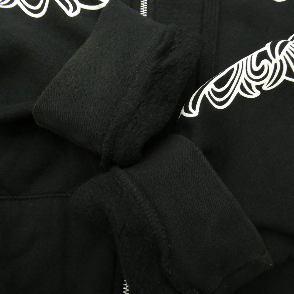 CHROME HEARTS クロムハーツ（原本無） SWTSHRT HD ZIP 袖フローラル バック ホースシュー プリント ジップ パーカー ブラック系 XL【中古】