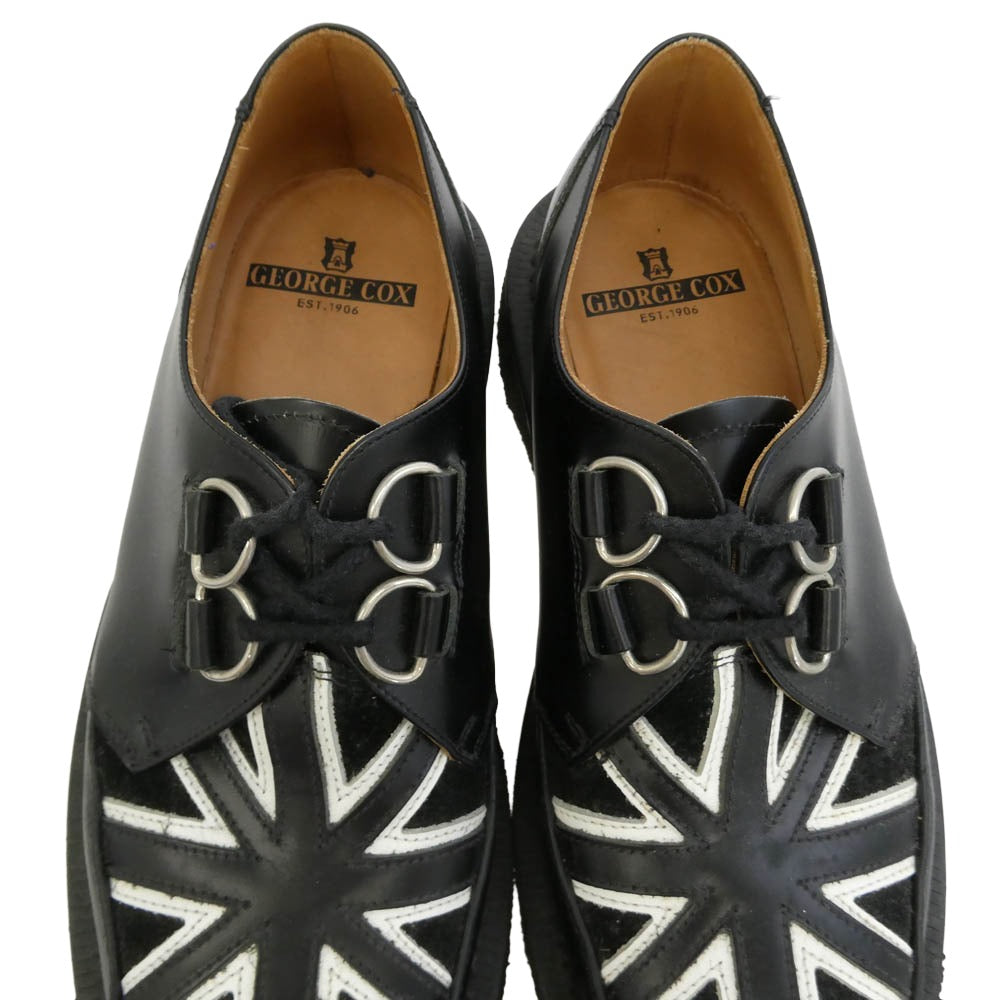 GEORGE COX ジョージコックス 14477 英国製 UNIONJACK モノトーン ユニオンジャック クレープソール シューズ ブラック系 UK8【中古】