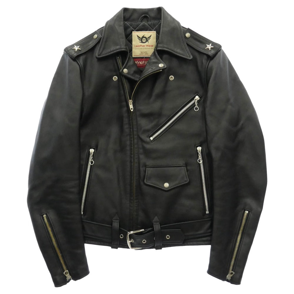 トリプルシックス MY WAY MAN マイウェイマン ワンスター レザー ダブル ライダース ジャケット ブラック系 32【中古】