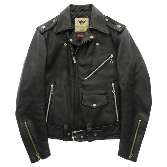 トリプルシックス MY WAY MAN マイウェイマン ワンスター レザー ダブル ライダース ジャケット ブラック系 32【中古】