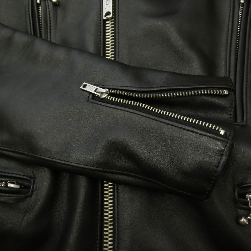 トリプルシックス サイドベルト レザー ダブル ライダース ジャケット ブラック系 36【中古】