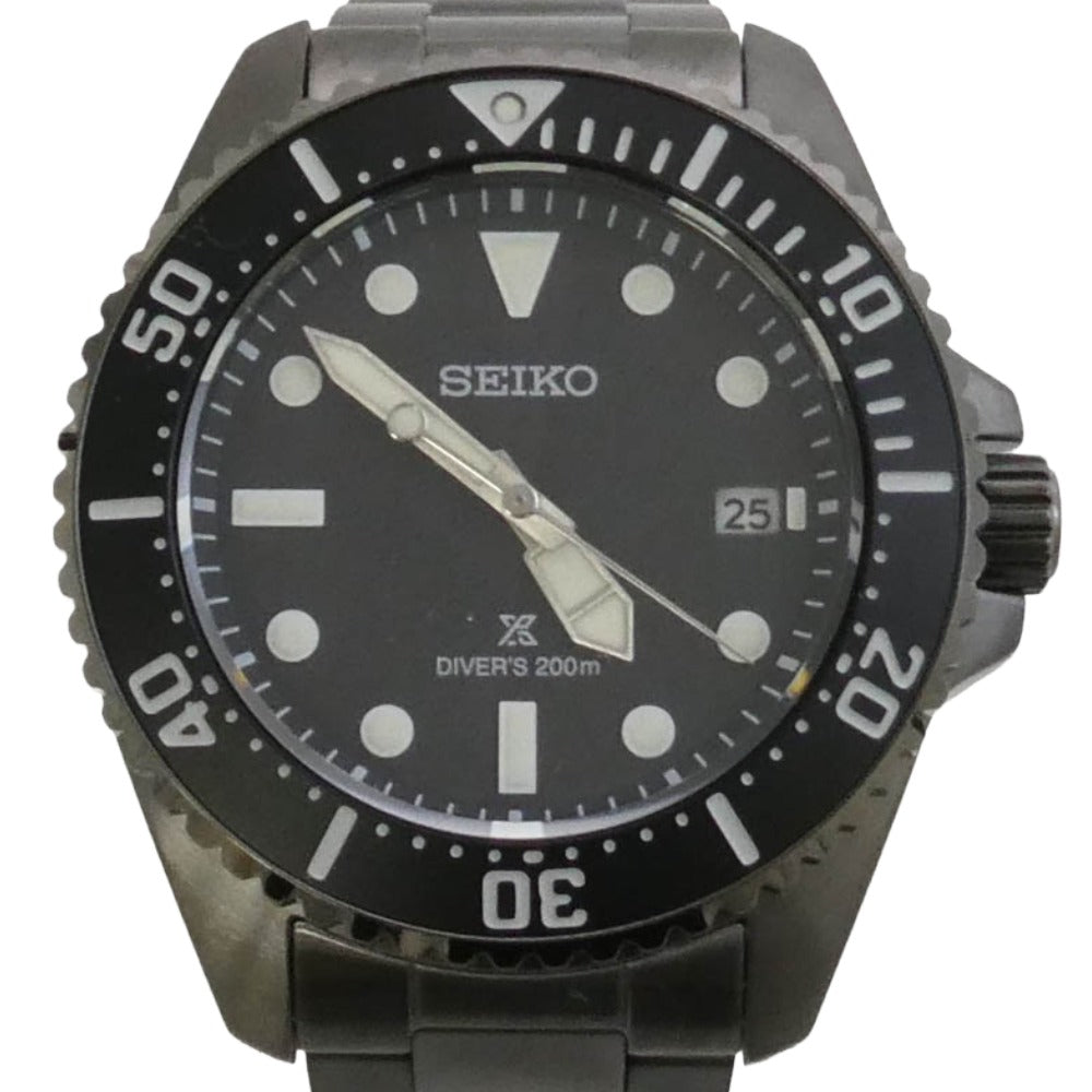 SEIKO セイコー V157-00A0 SBDJ065 プロスペックス ダイバースキューバ SS ソーラー 腕時計 ウォッチ ブラック系【美品】【中古】