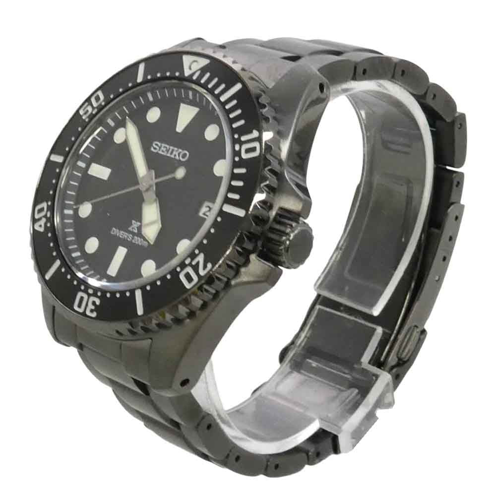SEIKO セイコー V157-00A0 SBDJ065 プロスペックス ダイバースキューバ SS ソーラー 腕時計 ウォッチ ブラック系【美品】【中古】