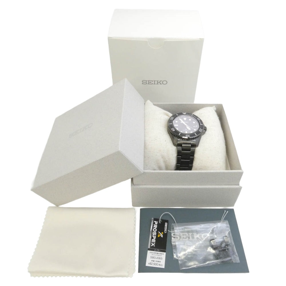 SEIKO セイコー V157-00A0 SBDJ065 プロスペックス ダイバースキューバ SS ソーラー 腕時計 ウォッチ ブラック系【美品】【中古】