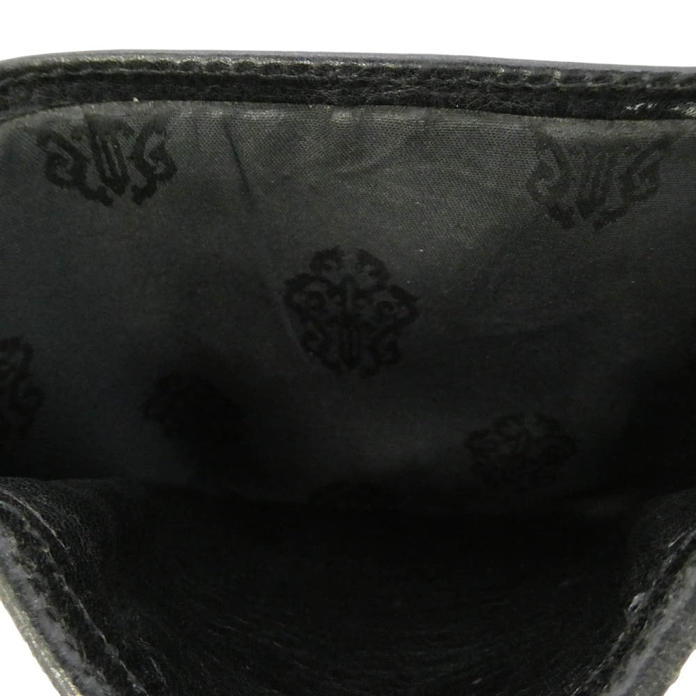 CHROME HEARTS クロムハーツ（原本無） 3FOLD 3フォールド クロスパッチ付き クロスボタン レザー ウォレット 財布 ブラック系【中古】