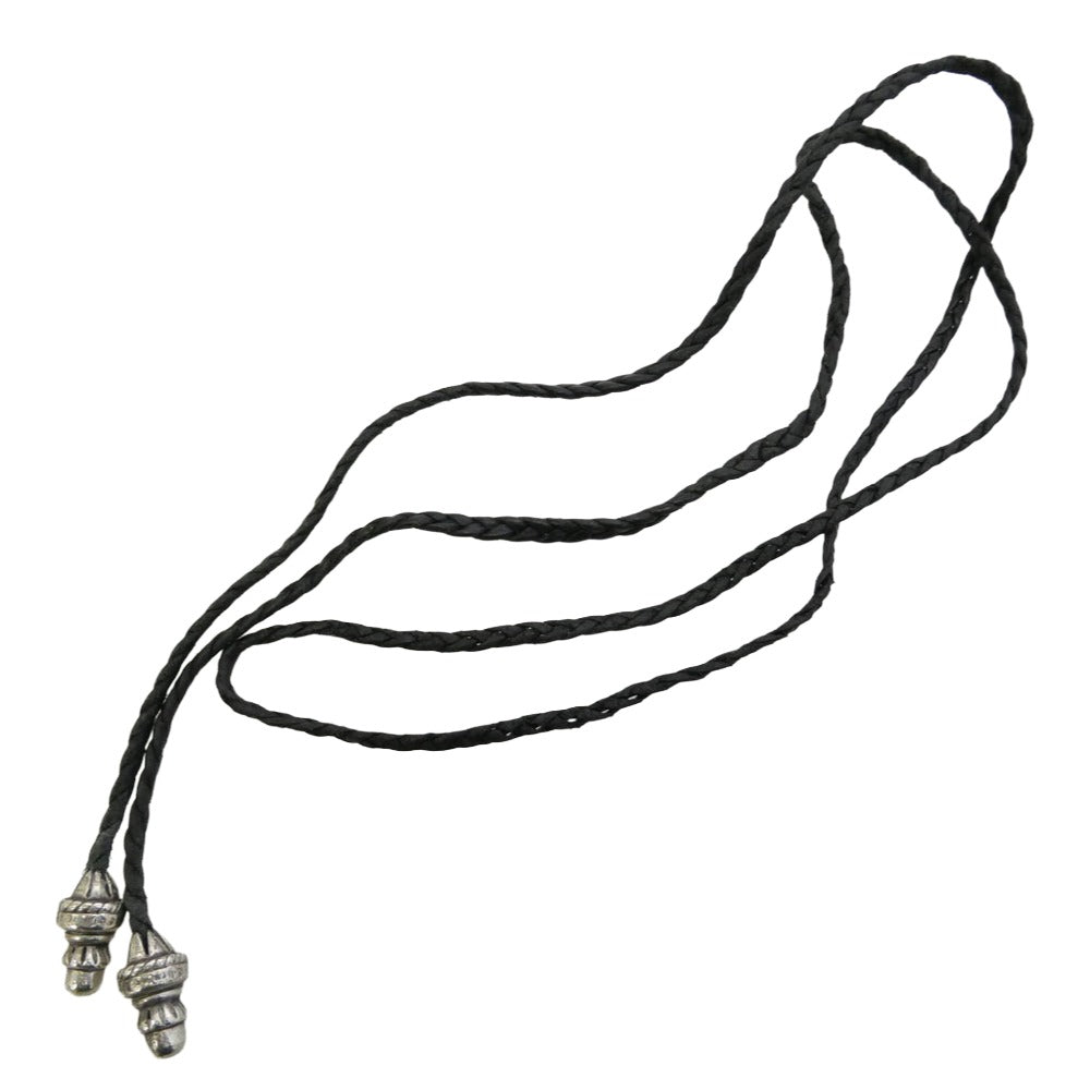 CHROME HEARTS クロムハーツ（原本無） LEATHER BRAID BC ボロチップ レザーブレード レザーブレイド ネックレス ブラック系 シルバー系【中古】