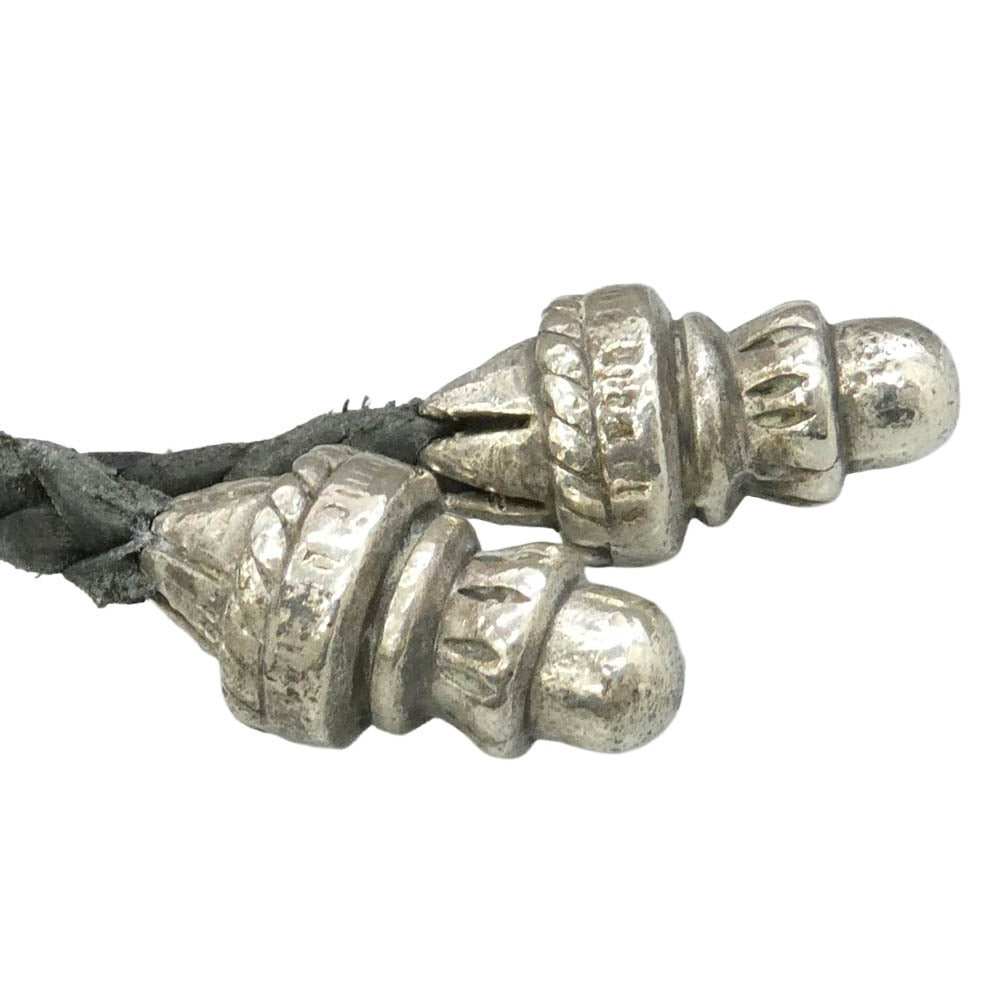 CHROME HEARTS クロムハーツ（原本無） LEATHER BRAID BC ボロチップ レザーブレード レザーブレイド ネックレス ブラック系 シルバー系【中古】