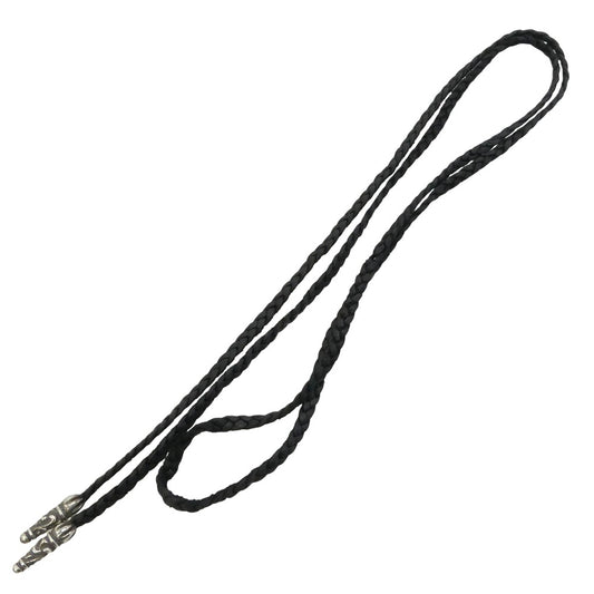 CHROME HEARTS クロムハーツ（原本無） LEATHER BRAID SC スクロールチップ レザーブレード レザーブレイド ネックレス ブラック系 シルバー系【中古】