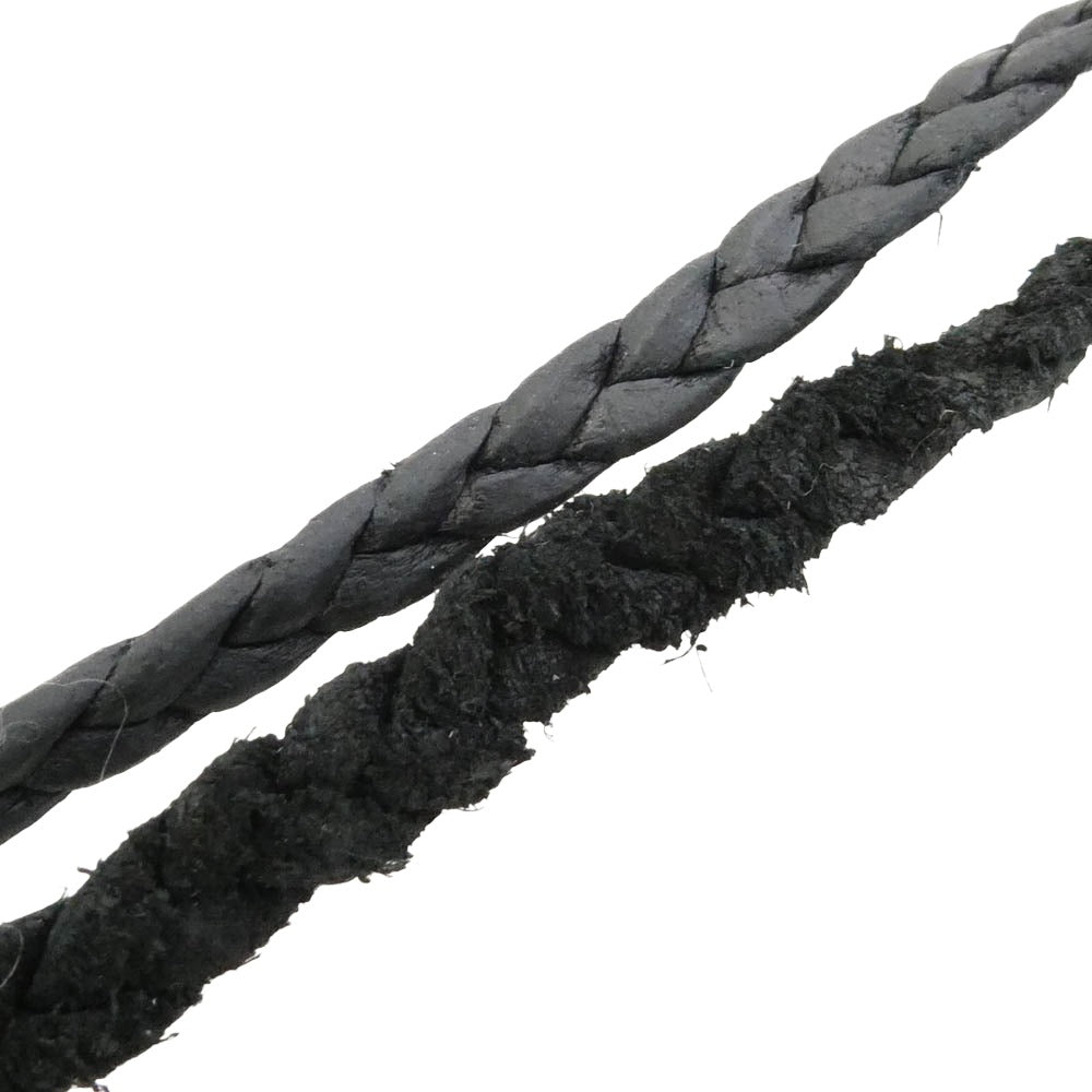 CHROME HEARTS クロムハーツ（原本無） LEATHER BRAID SC スクロールチップ レザーブレード レザーブレイド ネックレス ブラック系 シルバー系【中古】