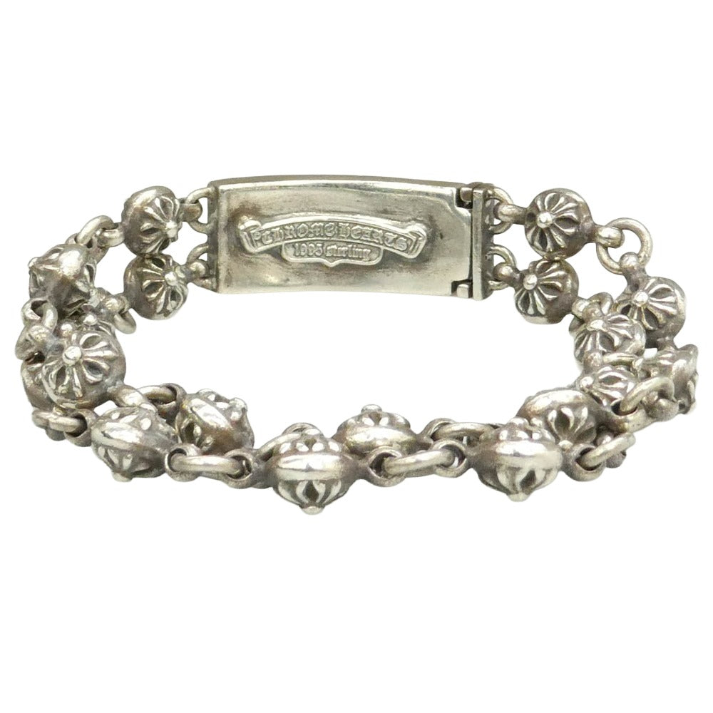 CHROME HEARTS クロムハーツ（原本無） DBL CRS BALL FLRL ダブルクロスボール フローラルクロス ID ブレスレット シルバー系【中古】 CHROME HEARTS クロムハーツ（原本無） DBL CRS BALL FLRL ダブル