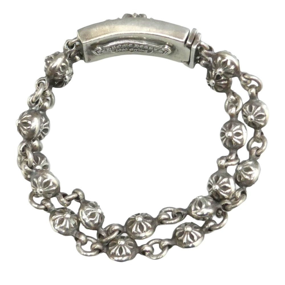 CHROME HEARTS クロムハーツ（原本無） DBL CRS BALL FLRL ダブルクロスボール フローラルクロス ID ブレスレット シルバー系【中古】