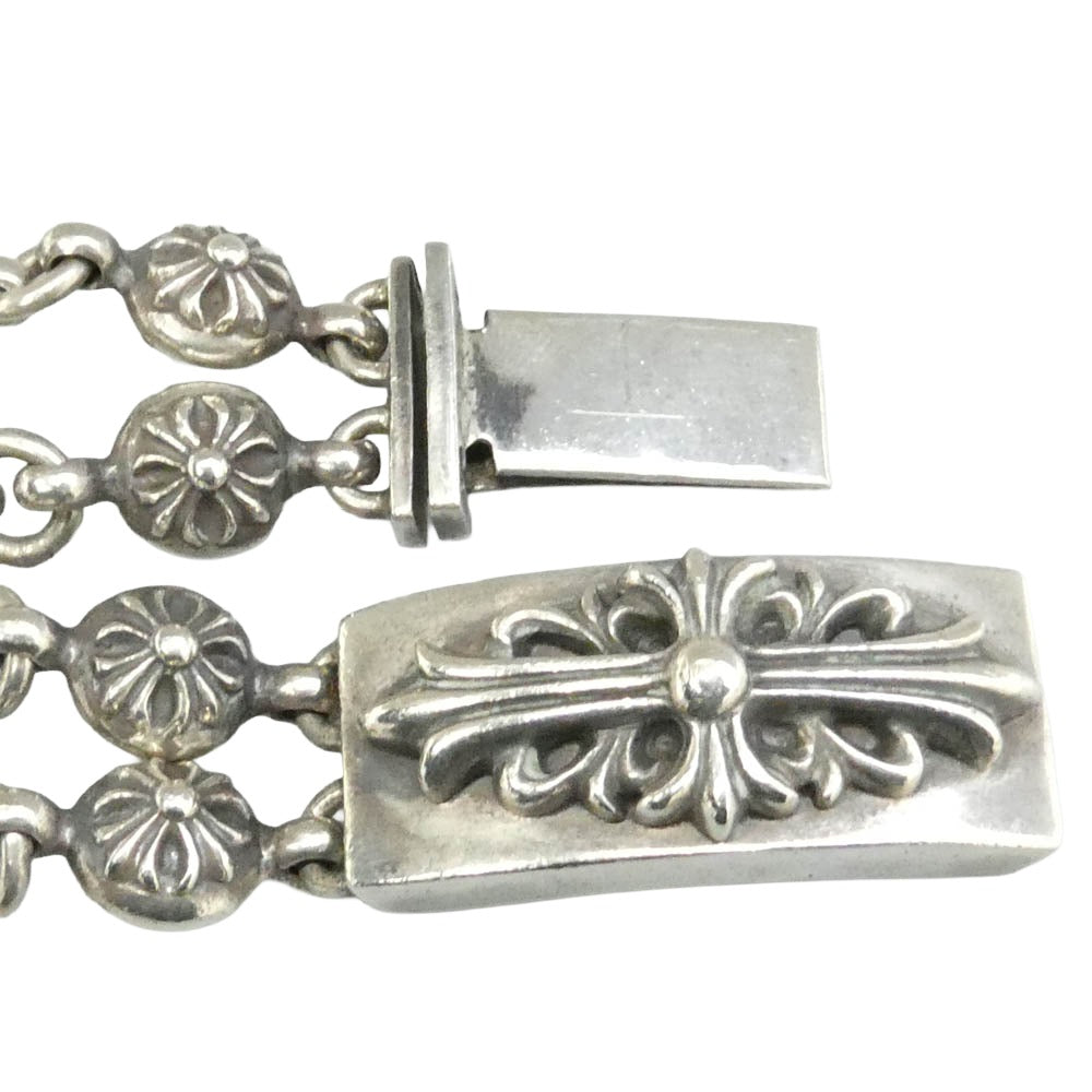 CHROME HEARTS クロムハーツ（原本無） DBL CRS BALL FLRL ダブルクロスボール フローラルクロス ID ブレスレット シルバー系【中古】