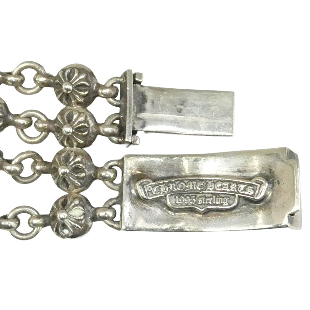 CHROME HEARTS クロムハーツ（原本無） DBL CRS BALL FLRL ダブルクロスボール フローラルクロス ID ブレスレット シルバー系【中古】