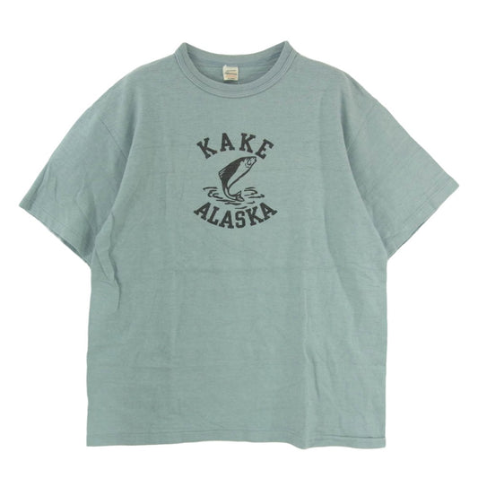 WAREHOUSE ウエアハウス KAKE ALASKA ケイク アラスカ フロントプリント Tシャツ 半袖カットソー ブルー系 XL【中古】