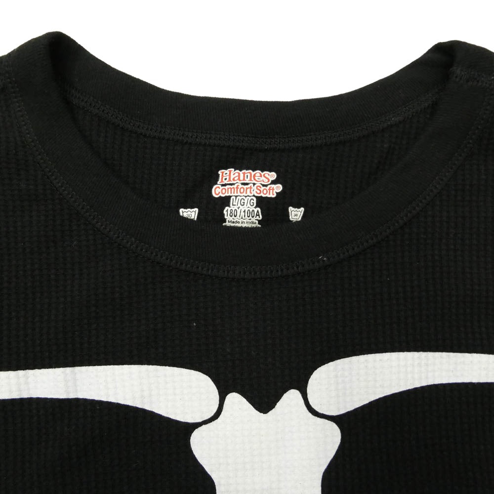 Supreme シュプリーム 23AW Hanes Bones Thermal Crew ヘインズ ボーン サーマル クルー 長袖 Tシャツ ブラック系 L【中古】