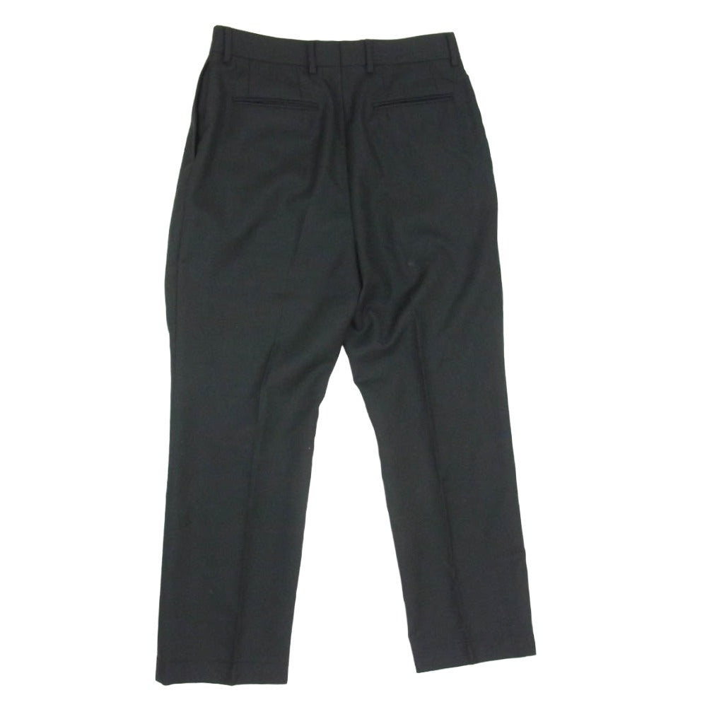 ニート キュプラ タック ボタンフライ 無地 ウール パンツ ブラック系 46【中古】