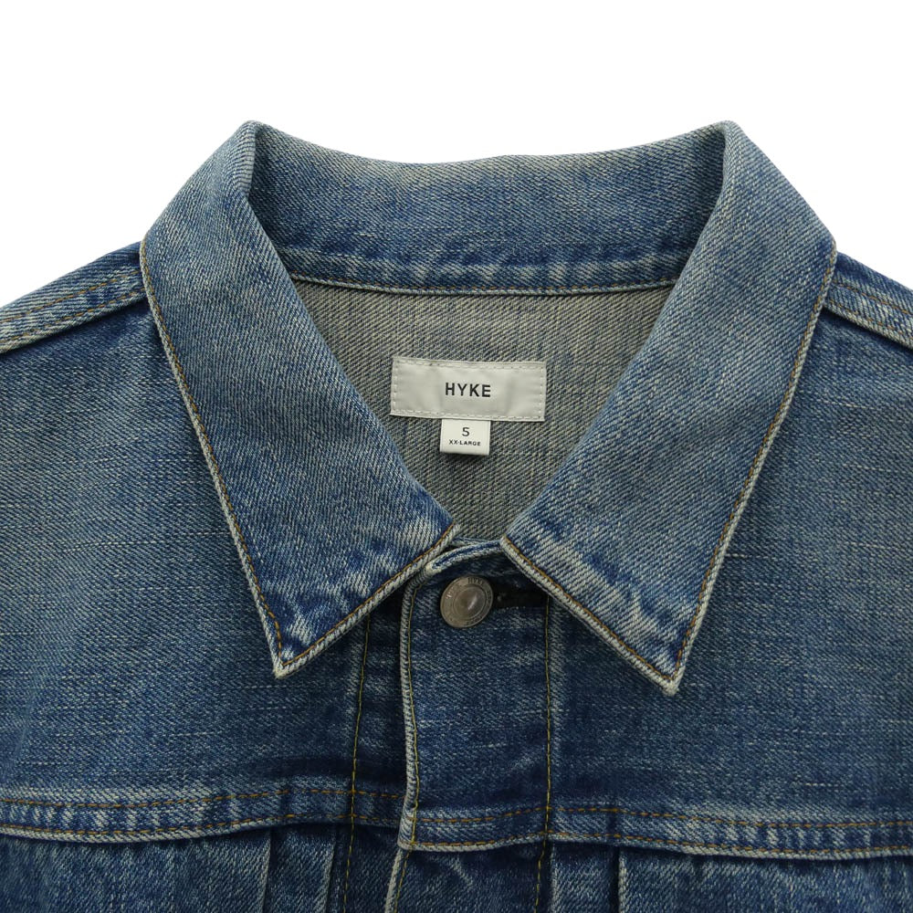 HYKE ハイク 26SS DENIM JACKET TYPE 1 / REGULAR FIT レギュラーフィット デニムジャケット インディゴブルー系 XXL 5【中古】