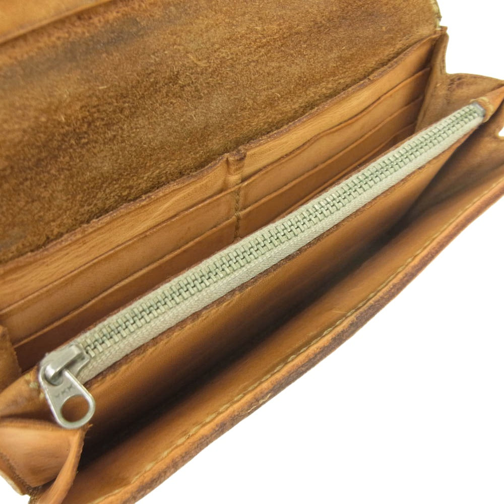 SAAD サード CARVING LEATHER WALLET カービング レザー ウォレット 長財布 ブラウン系【中古】