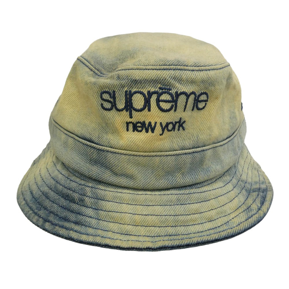 Supreme シュプリーム 24SS Chino Twill Crusher チノ ツイル クラッシャー ロゴ バケット ハット 帽子 ライトブルー系 M/L 60cm【極上美品】【中古】