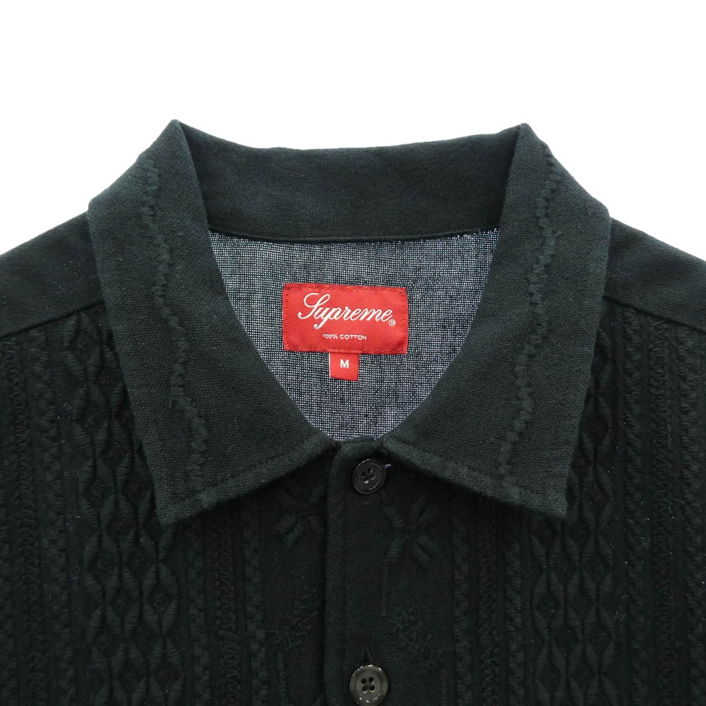 Supreme シュプリーム 20SS Embroidered S/S Shirt エンブロイダリー 刺繍 半袖 シャツ ダークネイビー系 M【中古】