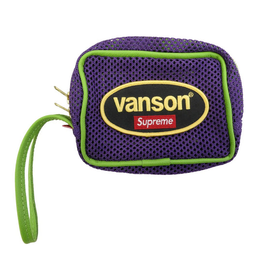 Supreme シュプリーム Vanson Leathers Cordura Mesh Wrist Bag バンソン ロゴ レザー コーデュラ メッシュ リスト バッグ パープル系 グリーン系【中古】