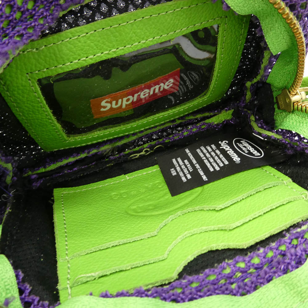 Supreme シュプリーム Vanson Leathers Cordura Mesh Wrist Bag バンソン ロゴ レザー コーデュラ メッシュ リスト バッグ パープル系 グリーン系【中古】