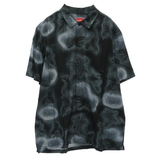 Supreme シュプリーム 23SS Cherries S/S Shirt チェリー 総柄 半袖 シャツ ブルー系 L【極上美品】【中古】