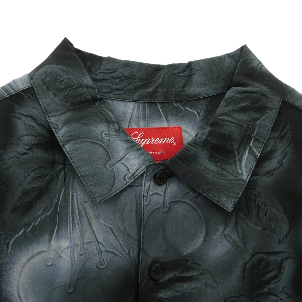 Supreme シュプリーム 23SS Cherries S/S Shirt チェリー 総柄 半袖 シャツ ブルー系 L【極上美品】【中古】